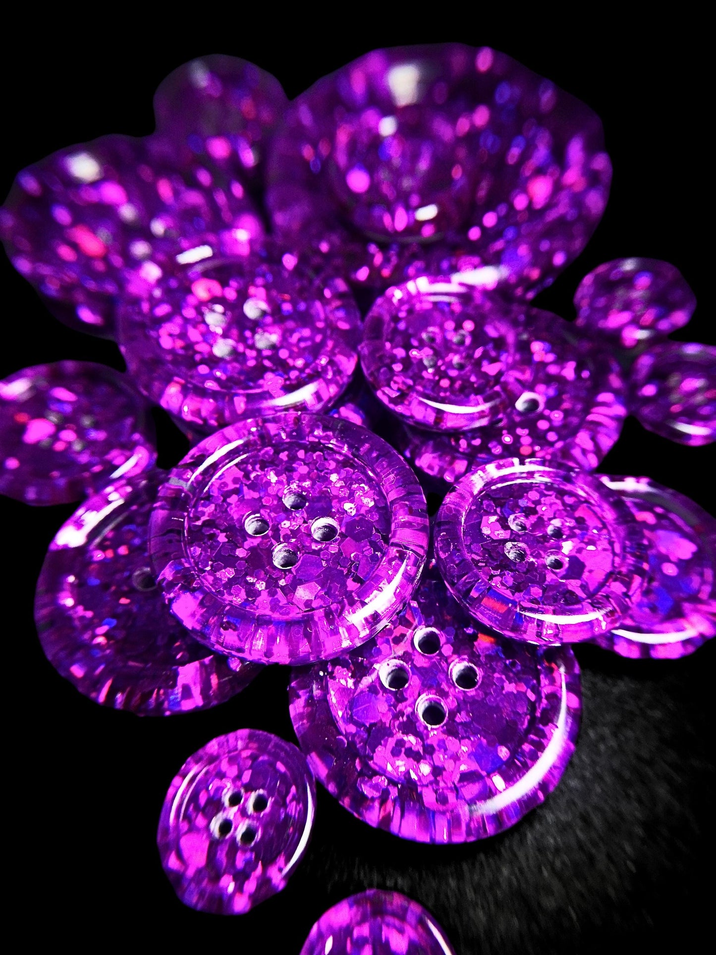 The Purple Reign – Dazzling Violet and Plum Purple Glitter Resin Buttons