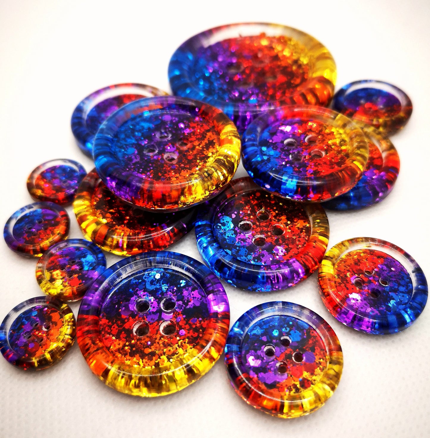 Toucan Play That Game Button β Tropical Sunset Metallic Glitter Resin Button