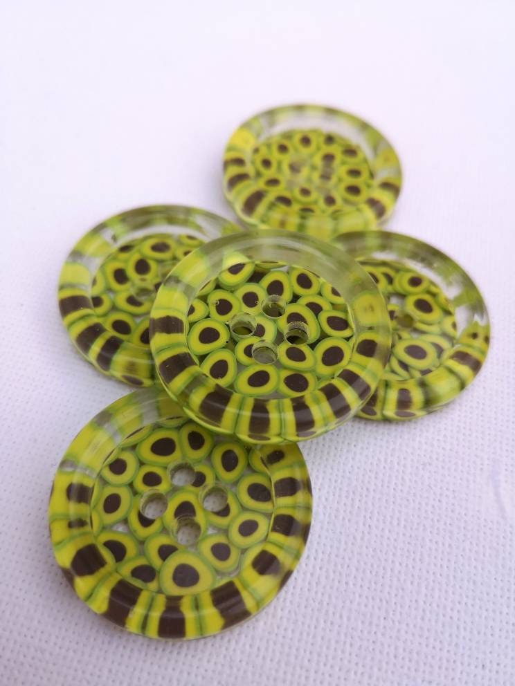 The Sewcado Button โ Cute Chunky Resin Button Packed with Tiny Avocados