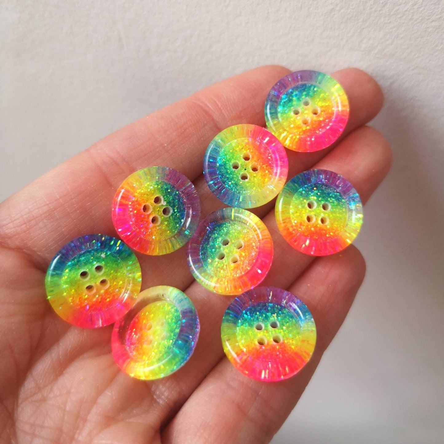Neon Rainbow Stripe Button โ Bold, Bright and Sparkly ๐โจ
