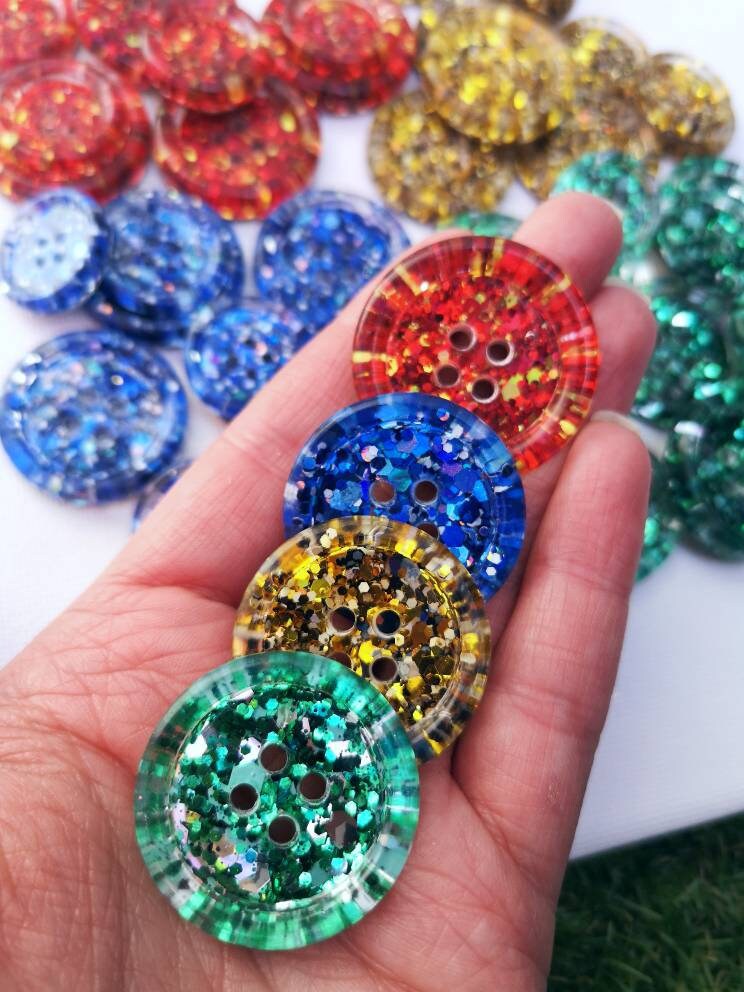 Four Spells Buttons – Wizardry Inspired Chunky Resin Treasures in Bold Magical Colours