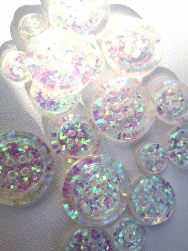 The Aurora Button โ Dreamy Iridescent Glitter Resin Statement Button