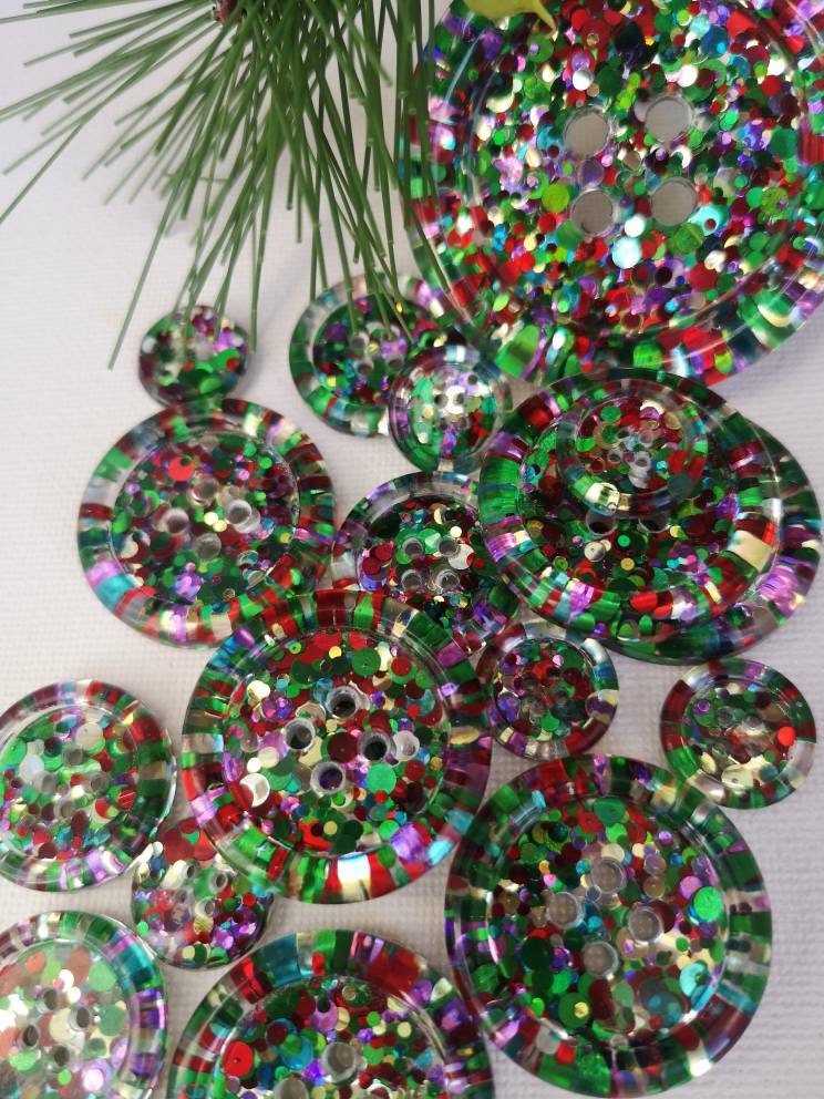 The The Nutcracker Button β Festive Resin Treasure in Red, Green, Gold, Turquoise and Grape Sparkle