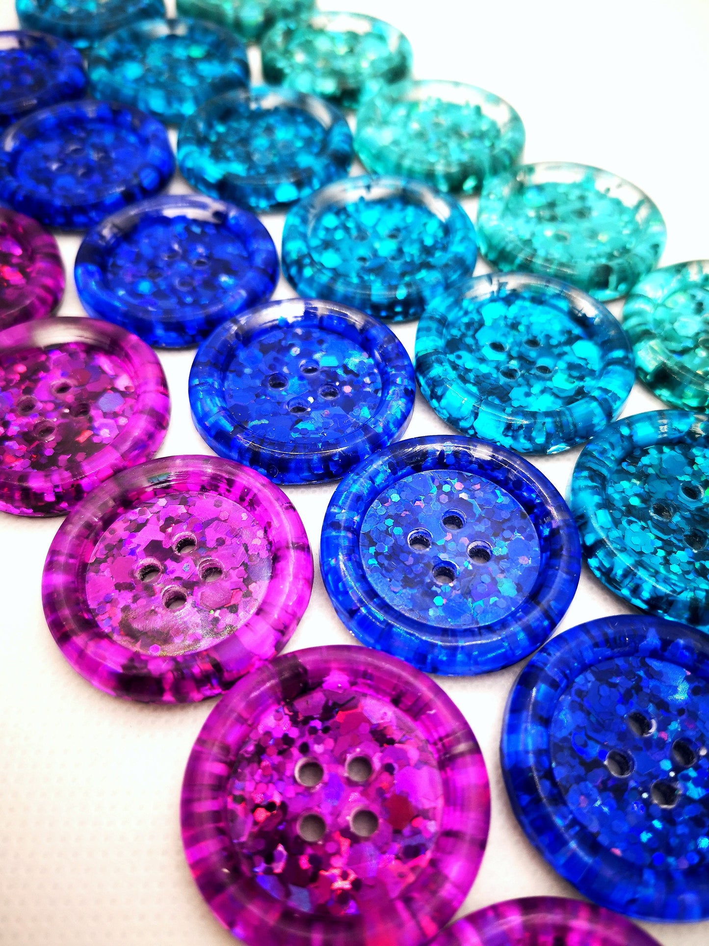 Coolberry Button Set β Sparkling Resin Buttons in Berry, Blue, Aqua and Spearmint