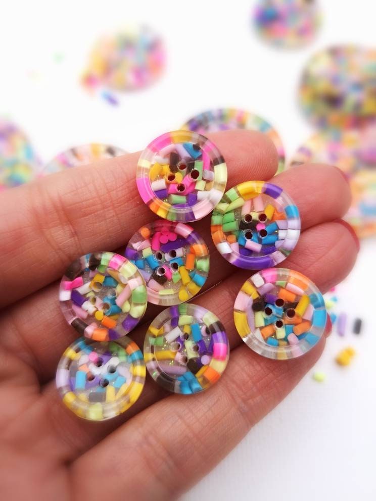 The Sprinkle Button โ Rainbow Funfetti Style Chunky Resin Button