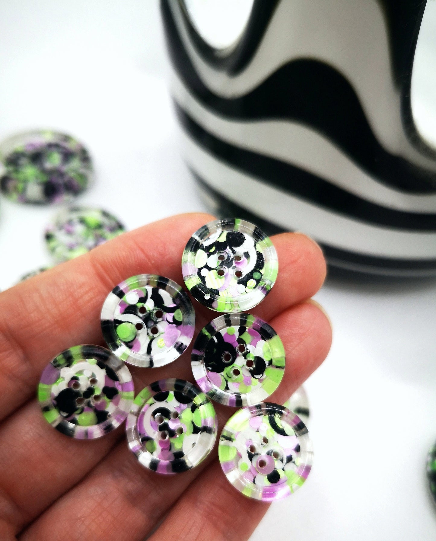 The Eerie and Drearie button - Halloween goth spooky - green monochrome purple