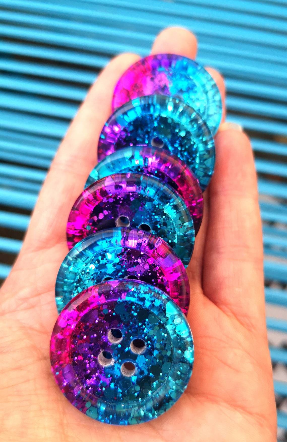 The Electric Dreams Button – Vibrant Metallic Resin Buttons in Bold Cosmic Shades