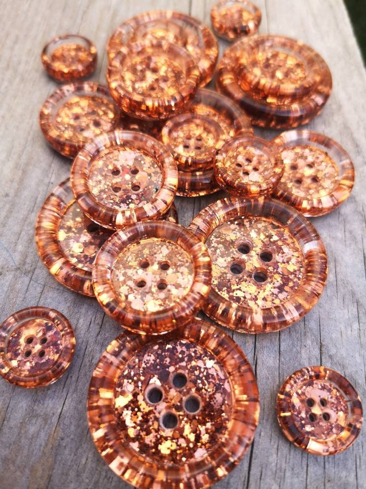 Copper Luxe Buttons – Sparkling Metallic Resin glitter buttons