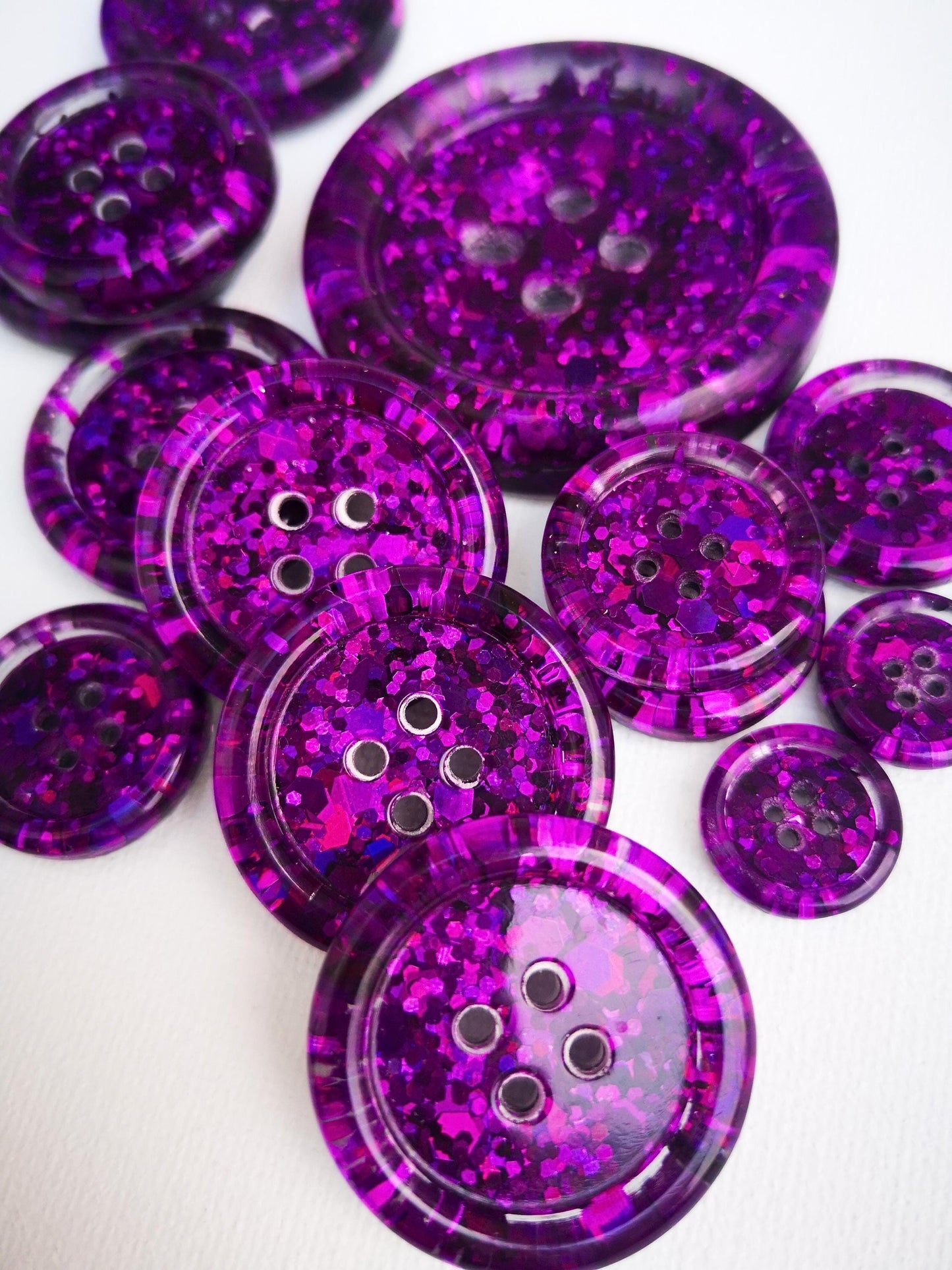 The Purple Reign – Dazzling Violet and Plum Purple Glitter Resin Buttons