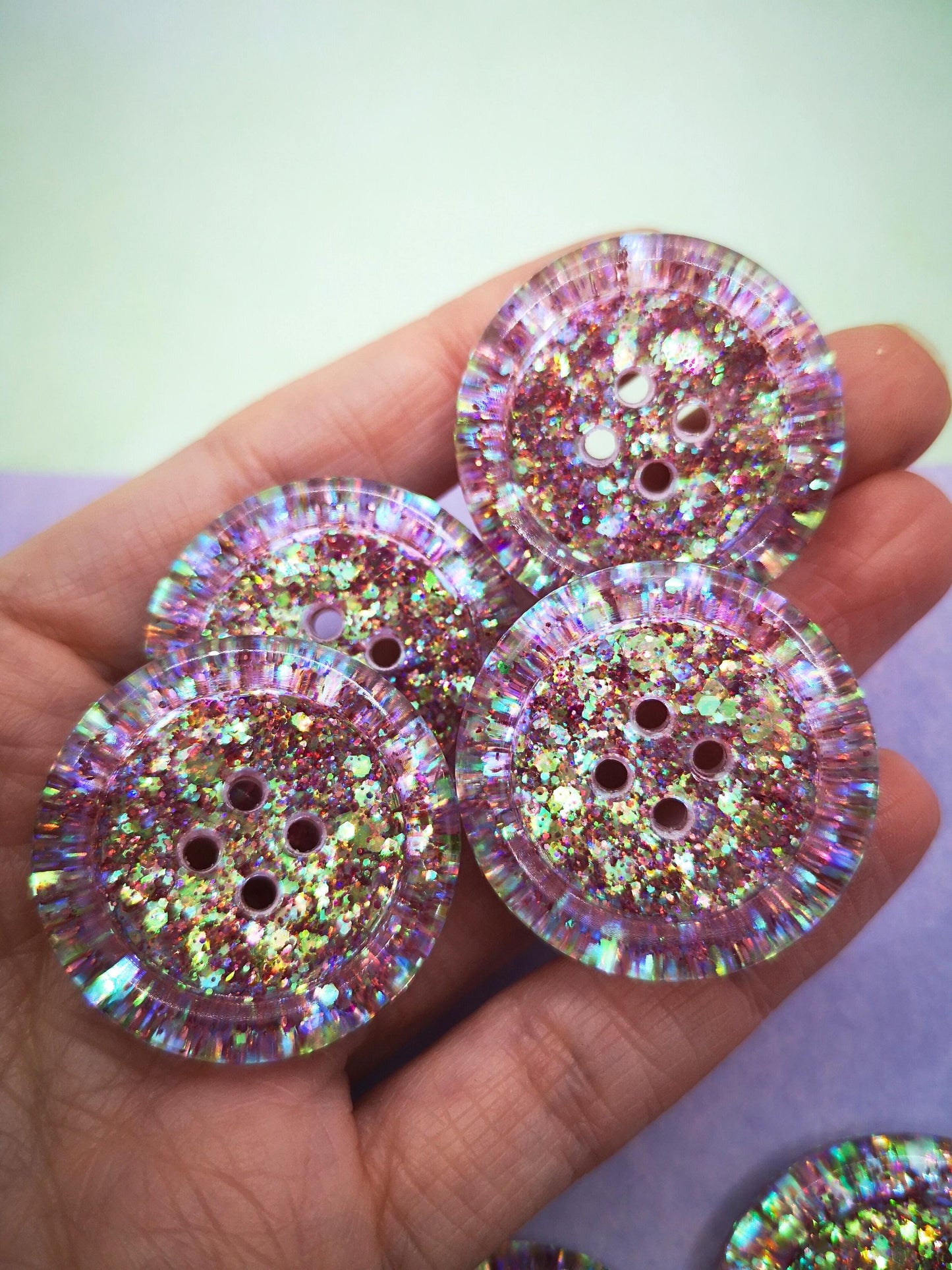 Mauving Mountains Button – Dusty Mauve Rose Resin Button with Iridescent Sparkle