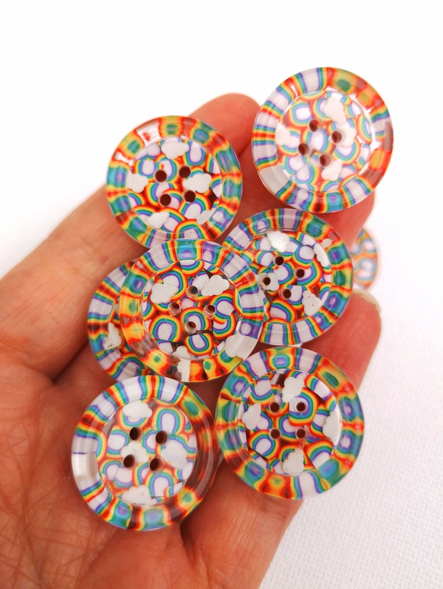 The Chasing Rainbows button - rainbow cloud multi coloured pride