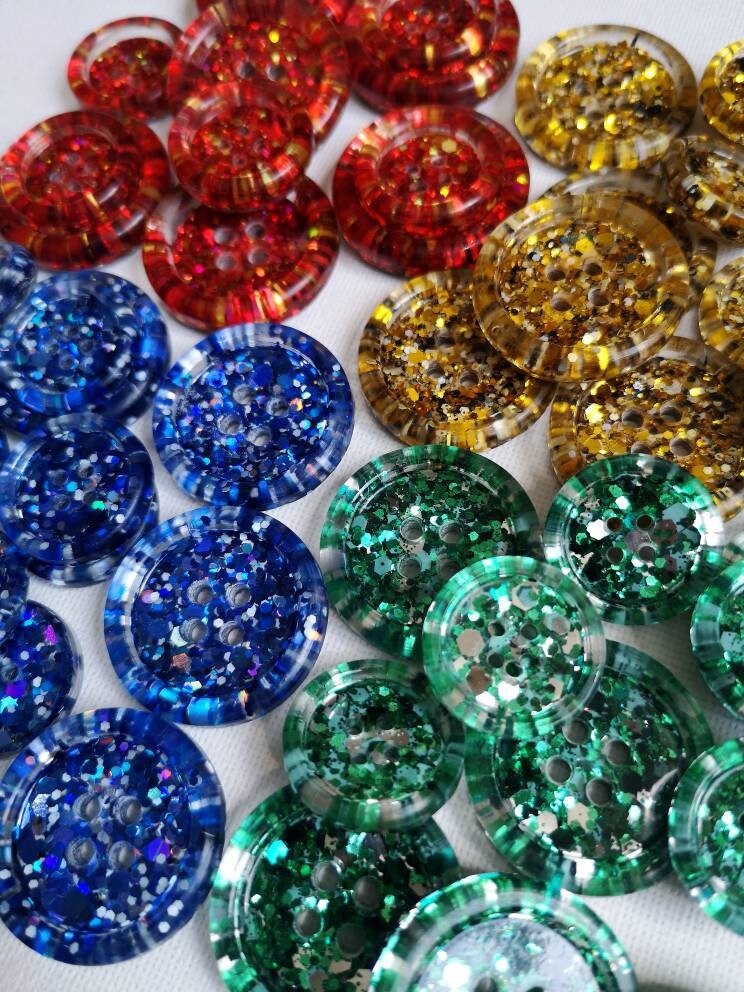 Four Spells Buttons – Wizardry Inspired Chunky Resin Treasures in Bold Magical Colours