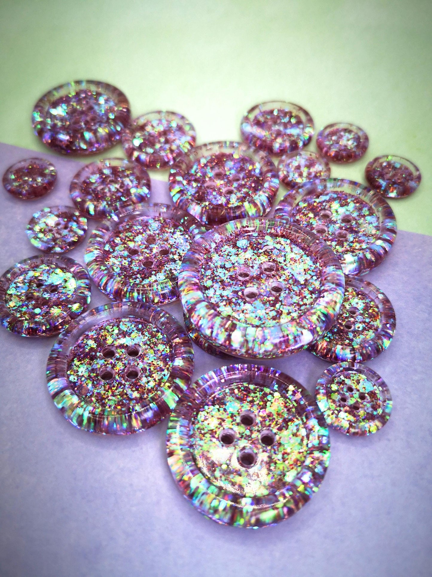 Mauving Mountains Button – Dusty Mauve Rose Resin Button with Iridescent Sparkle