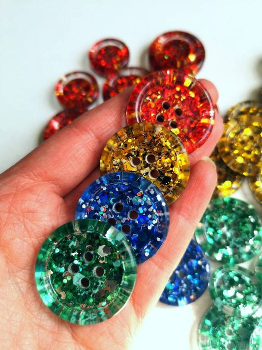 Four Spells Buttons – Wizardry Inspired Chunky Resin Treasures in Bold Magical Colours