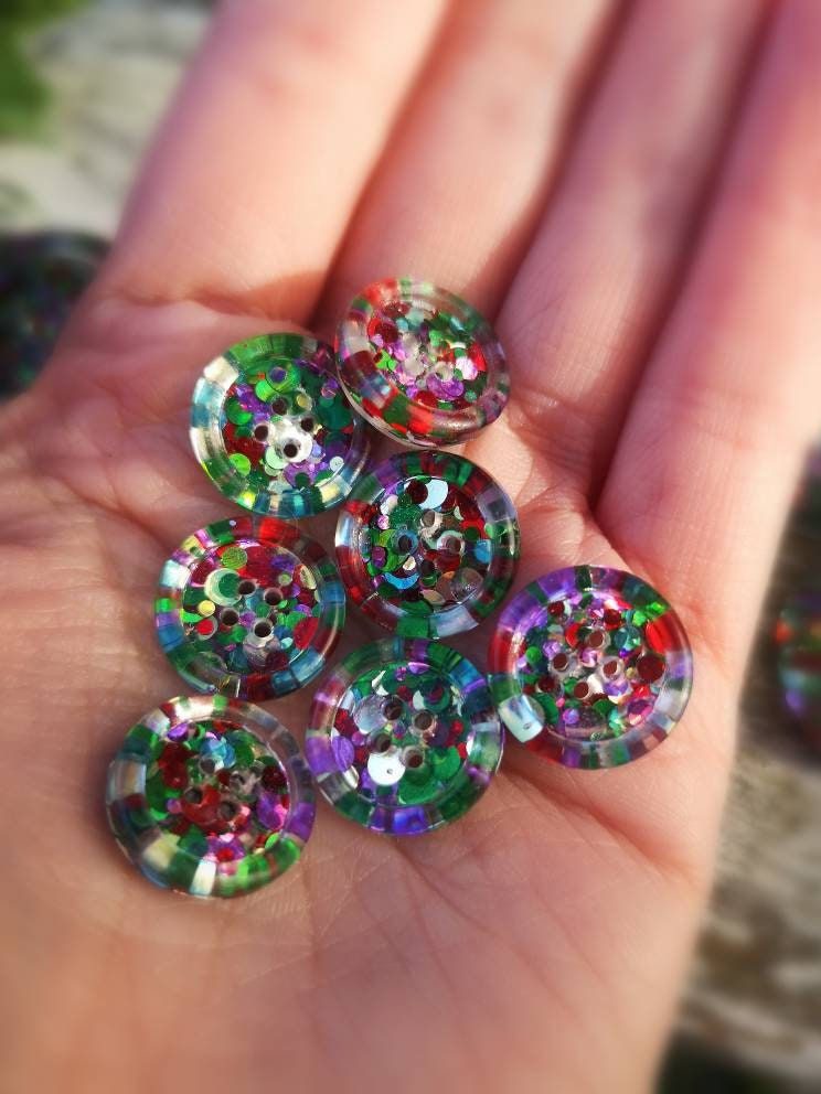 The The Nutcracker Button – Festive Resin Treasure in Red, Green, Gold, Turquoise and Grape Sparkle