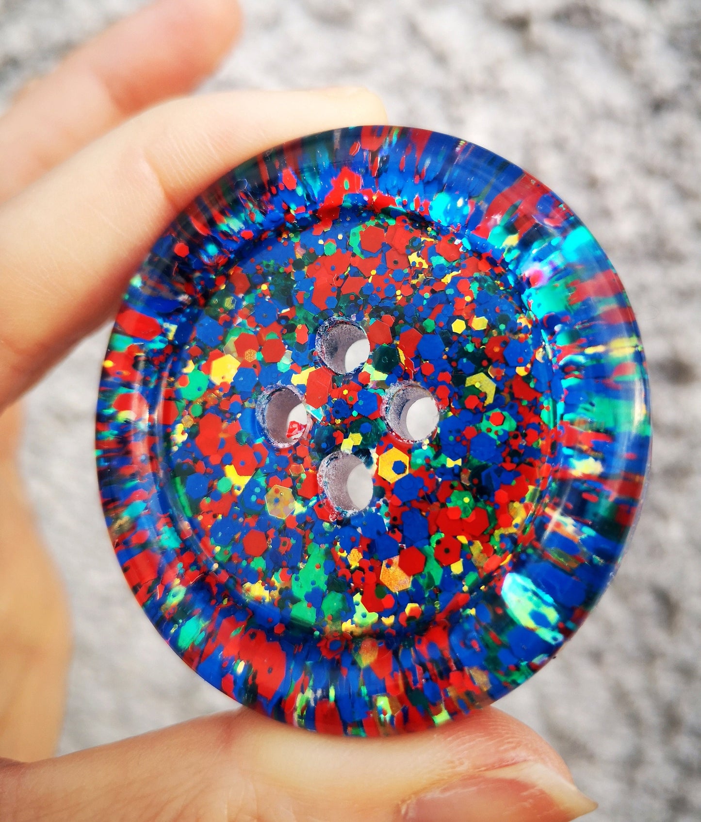 The Comic Strip Button – Pop Art Comic Book Inspired Resin Button with Bright Primary Colours