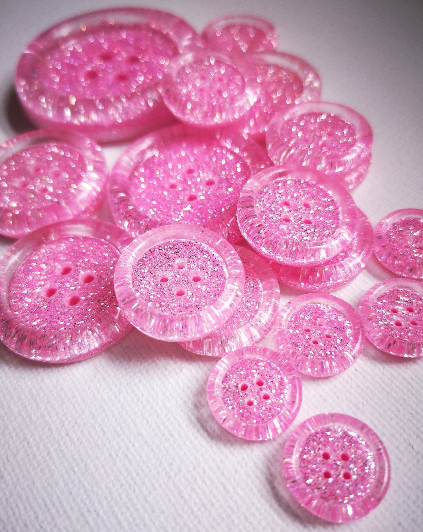 Mallow-dramatic Button – Twinkly Princess Pink Iridescent Resin Button