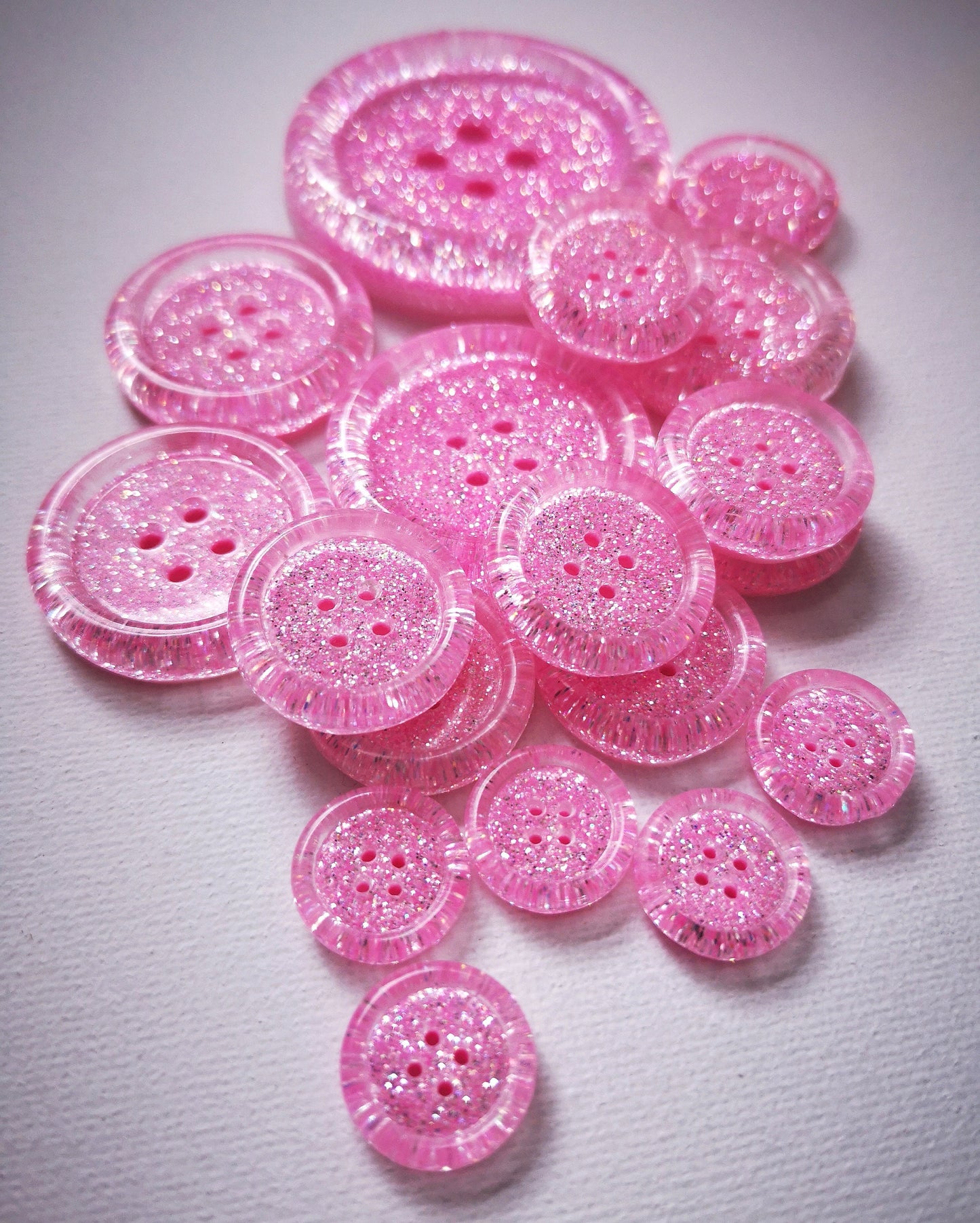 Mallow-dramatic Button – Twinkly Princess Pink Iridescent Resin Button