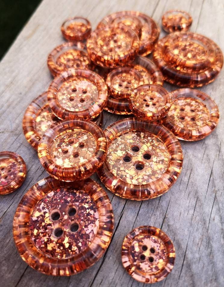 Copper Luxe Buttons – Sparkling Metallic Resin glitter buttons