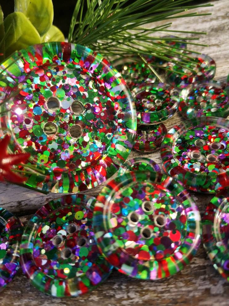 The The Nutcracker Button – Festive Resin Treasure in Red, Green, Gold, Turquoise and Grape Sparkle