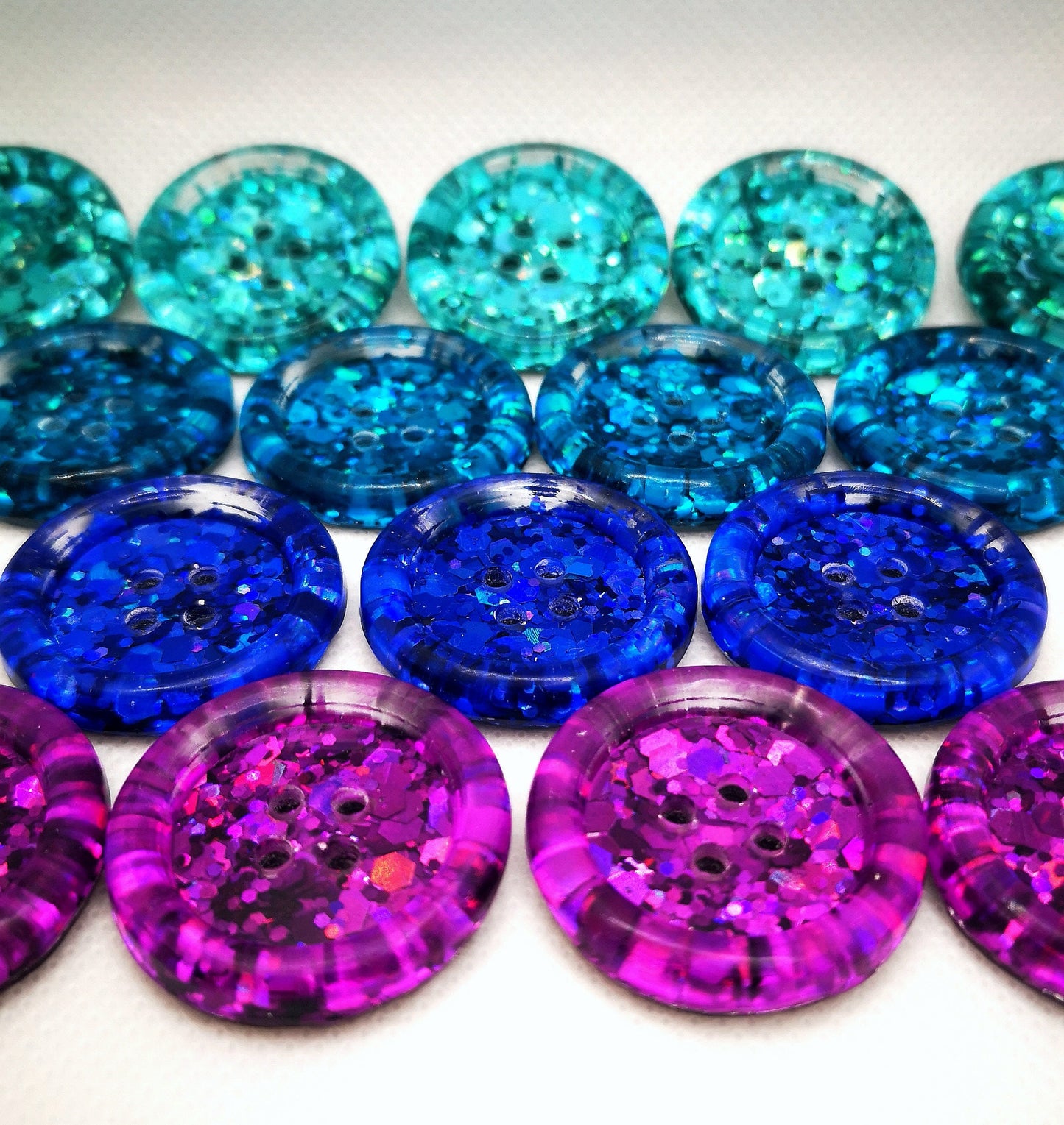 Coolberry Button Set – Sparkling Resin Buttons in Berry, Blue, Aqua and Spearmint