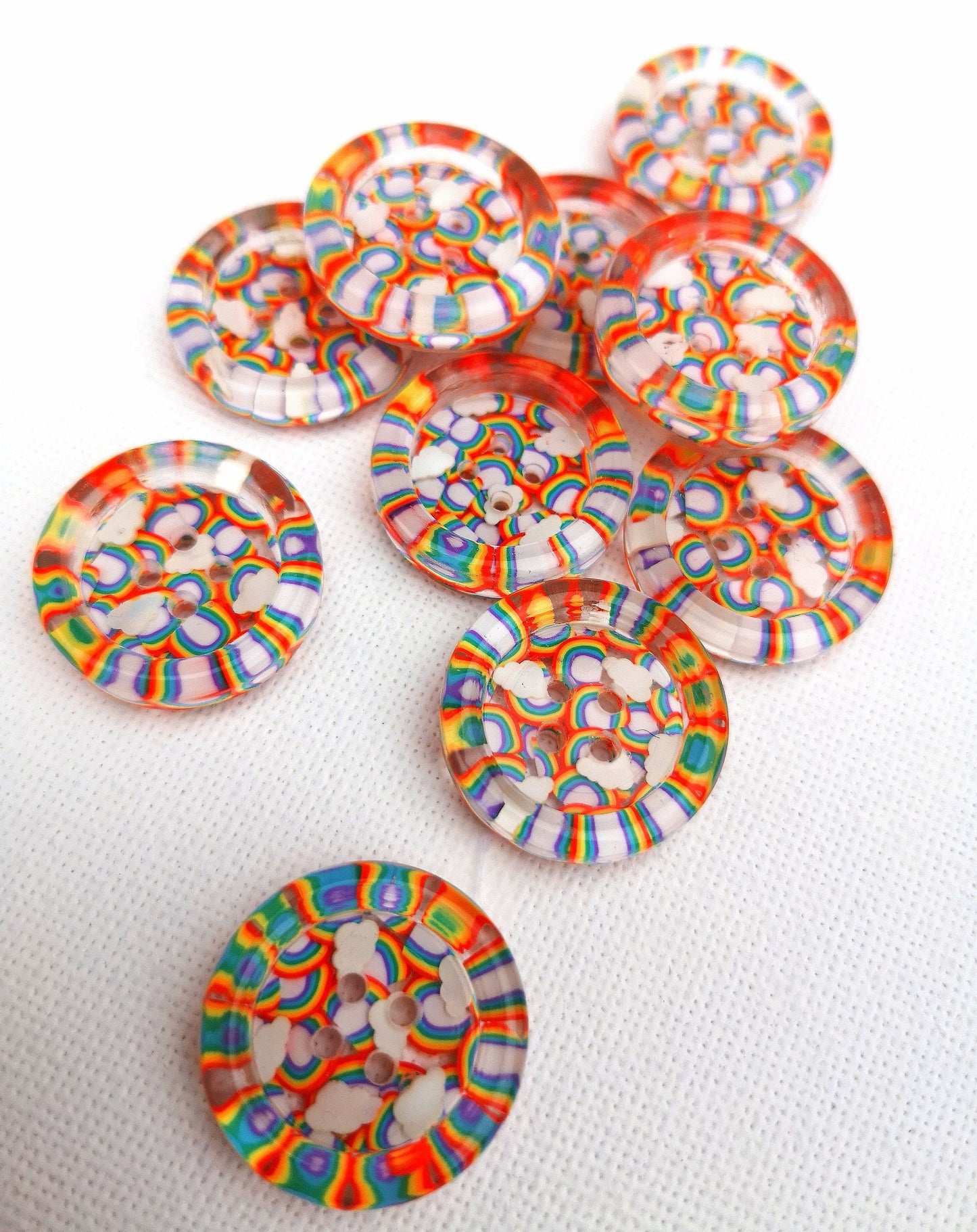 The Chasing Rainbows button - rainbow cloud multi coloured pride