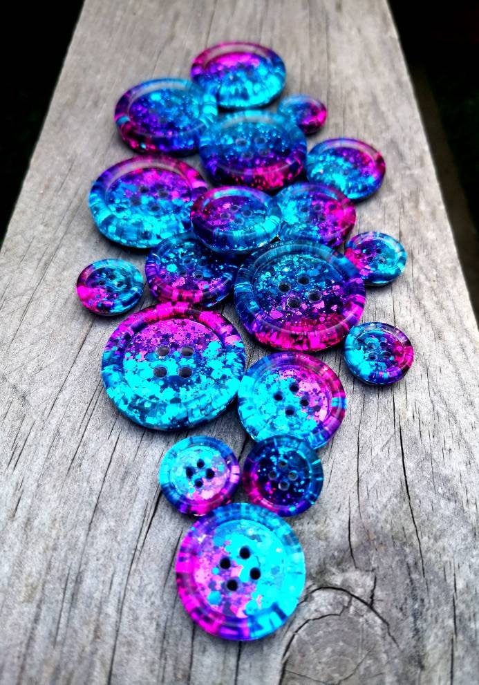 The Electric Dreams Button – Vibrant Metallic Resin Buttons in Bold Cosmic Shades