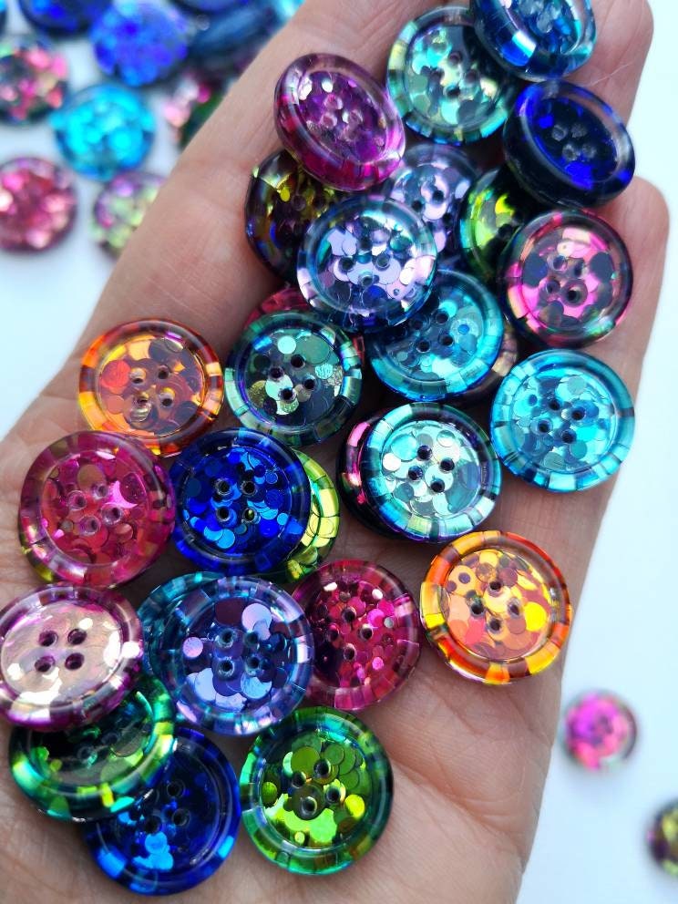 The One in a Vermilion Button Set – Jewel Tone Colour-Shifting Resin Buttons in Eleven Shades