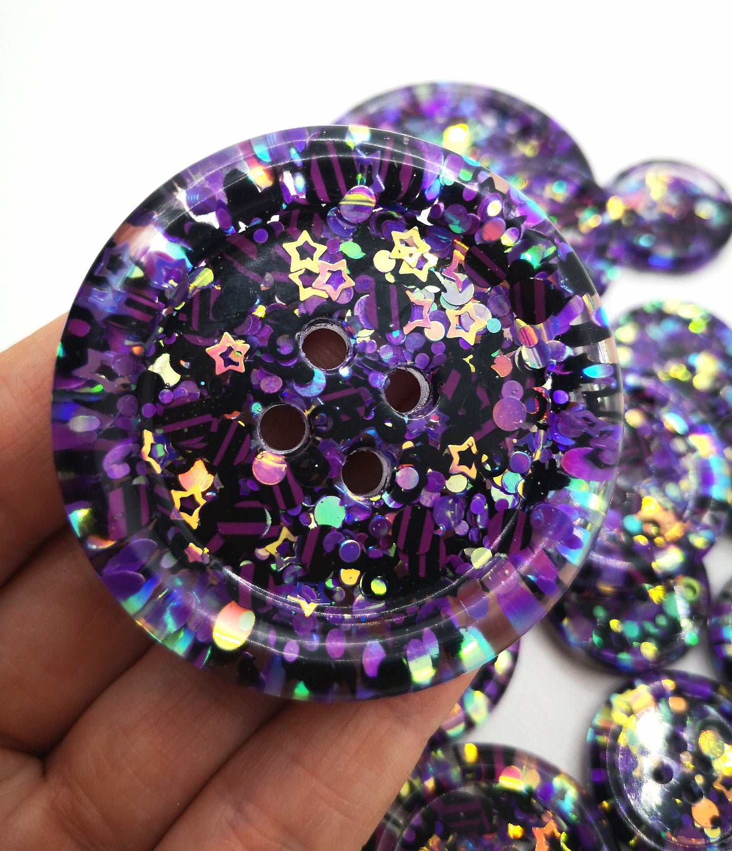 The Glamour Ghoul button - Purple - black - iridescent - goth emo witchy