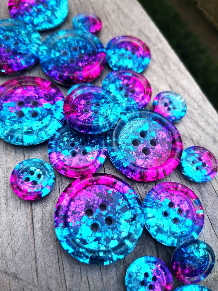 The Electric Dreams Button – Vibrant Metallic Resin Buttons in Bold Cosmic Shades