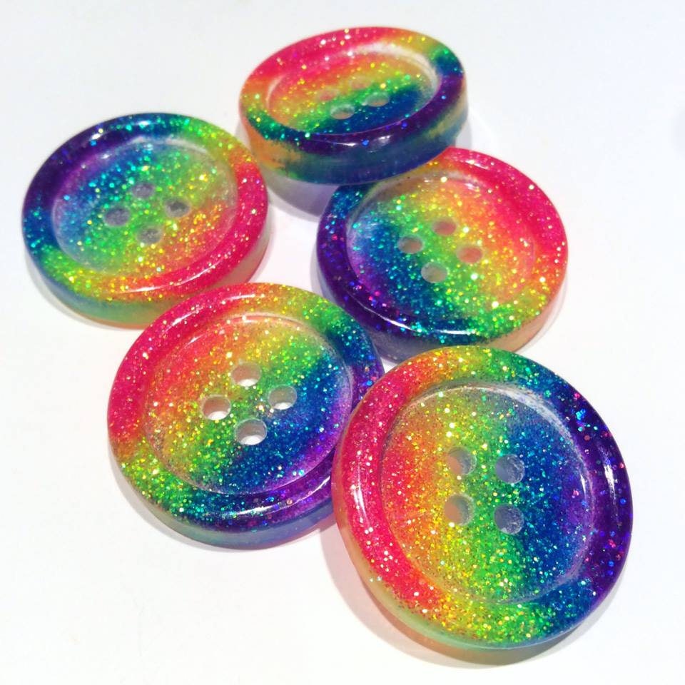 Neon Rainbow Stripe Button – Bold, Bright and Sparkly 🌈✨