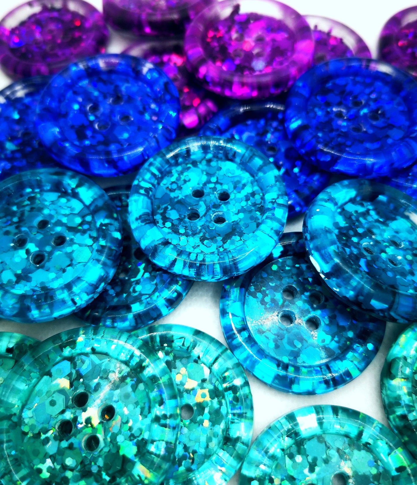 Coolberry Button Set – Sparkling Resin Buttons in Berry, Blue, Aqua and Spearmint