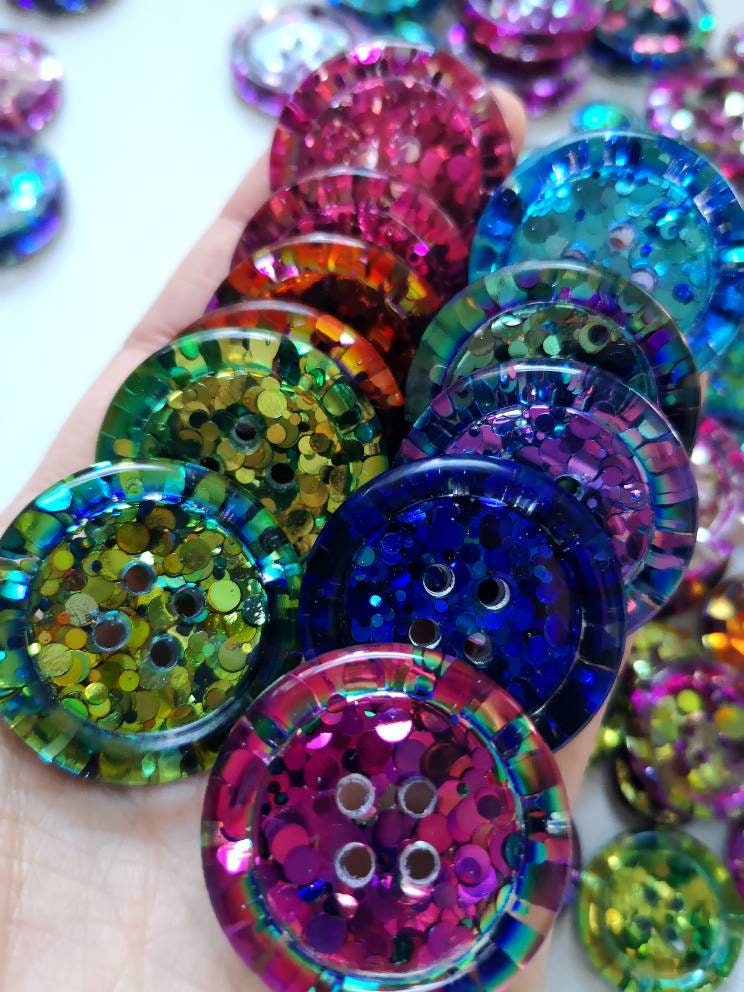 The One in a Vermilion Button Set – Jewel Tone Colour-Shifting Resin Buttons in Eleven Shades