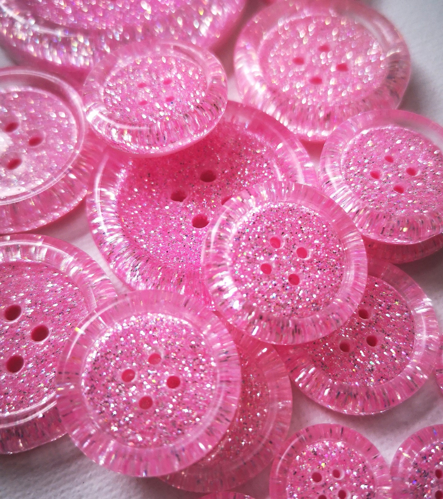 Mallow-dramatic Button – Twinkly Princess Pink Iridescent Resin Button