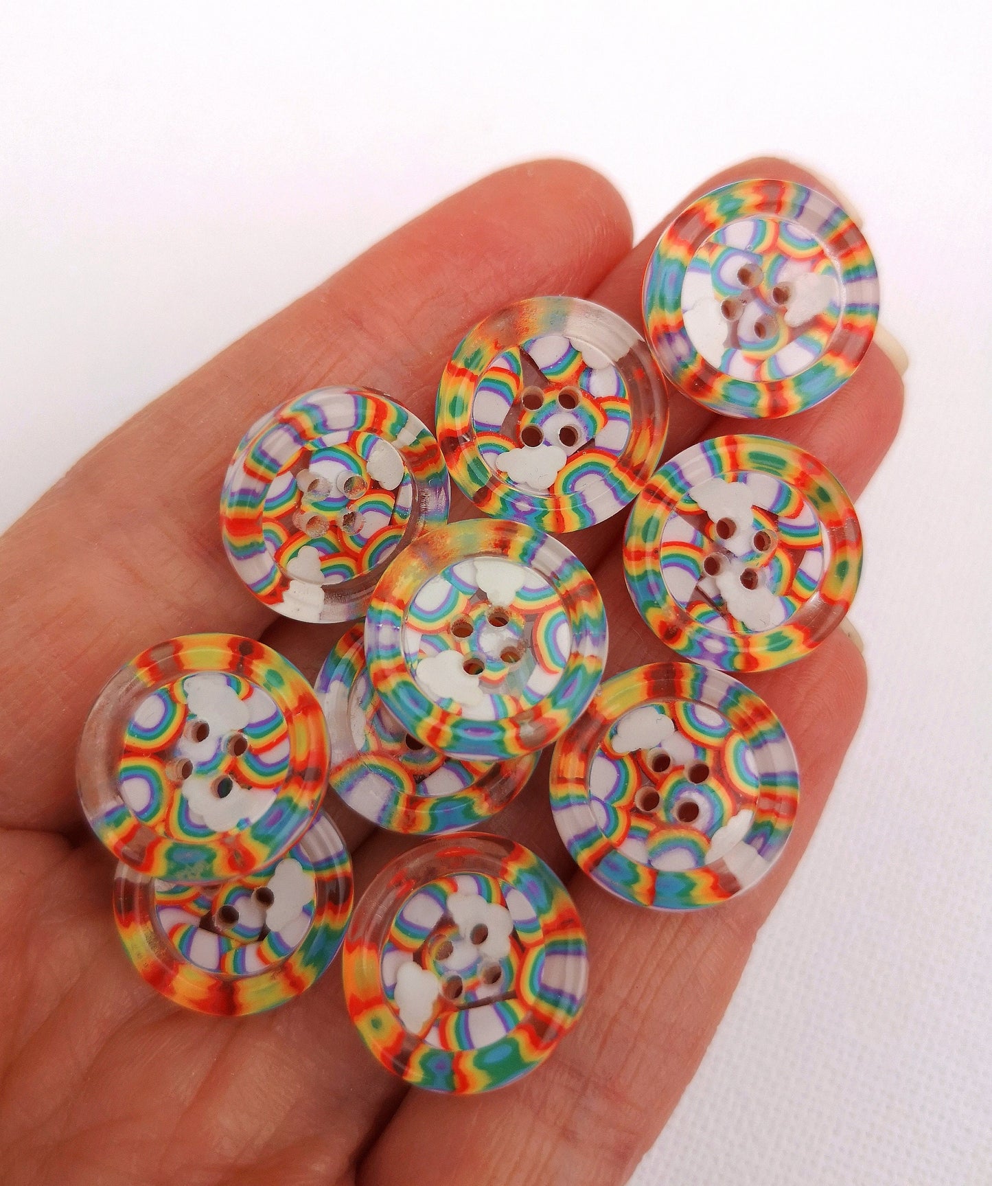 The Chasing Rainbows button - rainbow cloud multi coloured pride