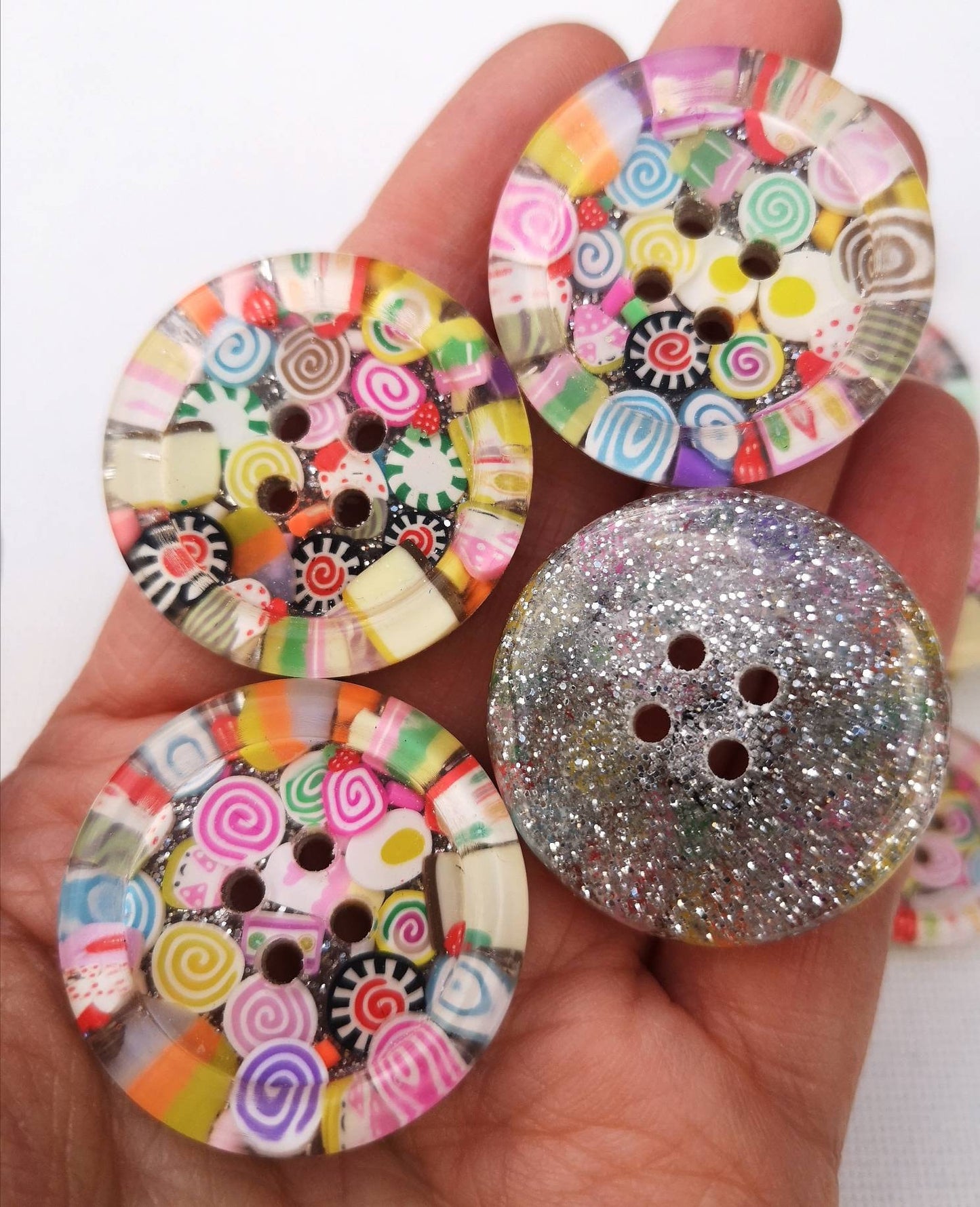 The Yes You CANdy Button – Rainbow Kawaii Sweets, Cute Multi-Coloured Cake-Inspired Resin Button