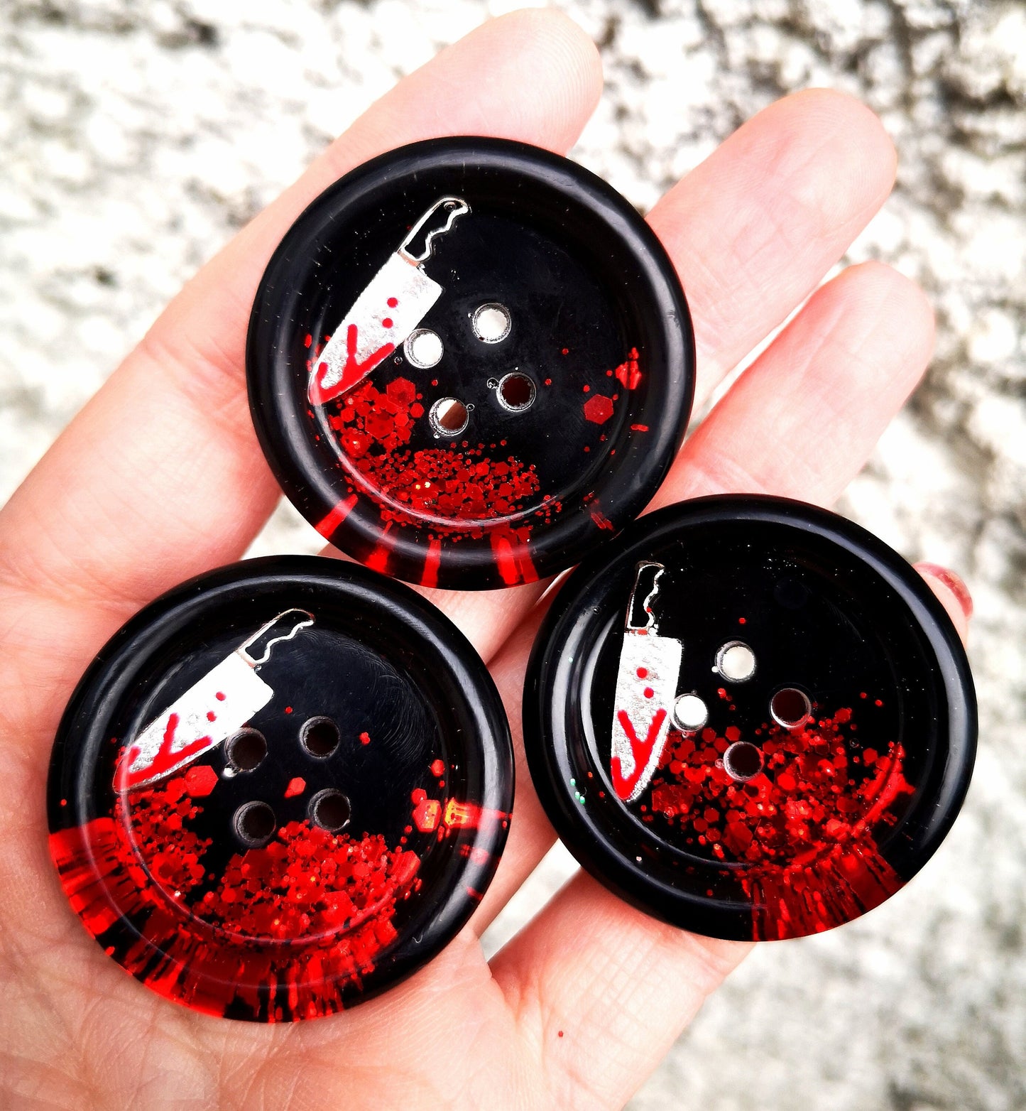 The Once Upon a Crime Button – Dark Morbid True Crime Inspired 35mm Resin Button