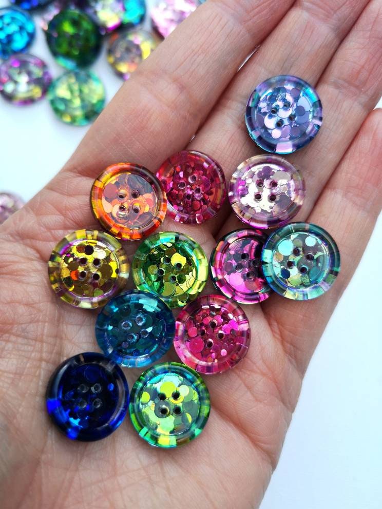 The One in a Vermilion Button Set – Jewel Tone Colour-Shifting Resin Buttons in Eleven Shades