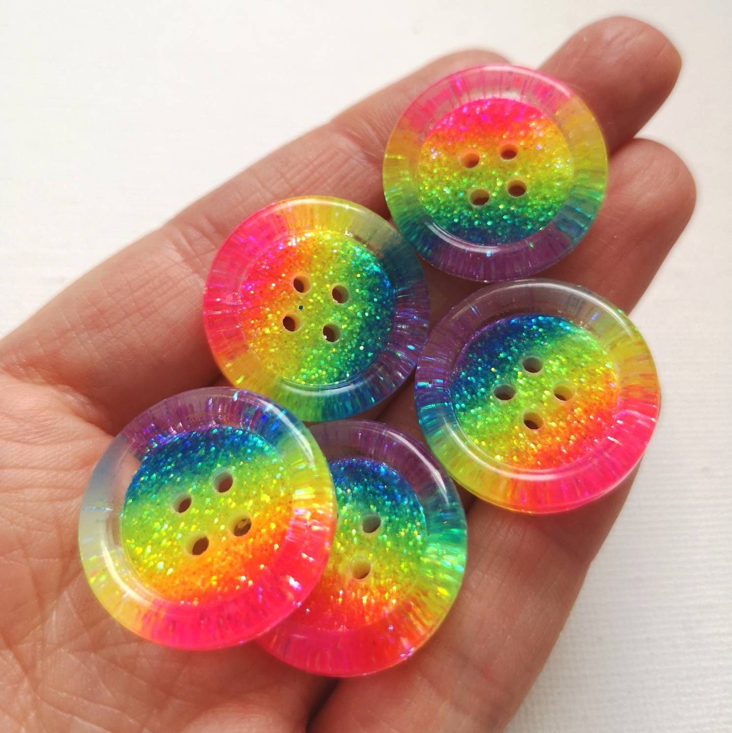Neon Rainbow Stripe Button – Bold, Bright and Sparkly 🌈✨