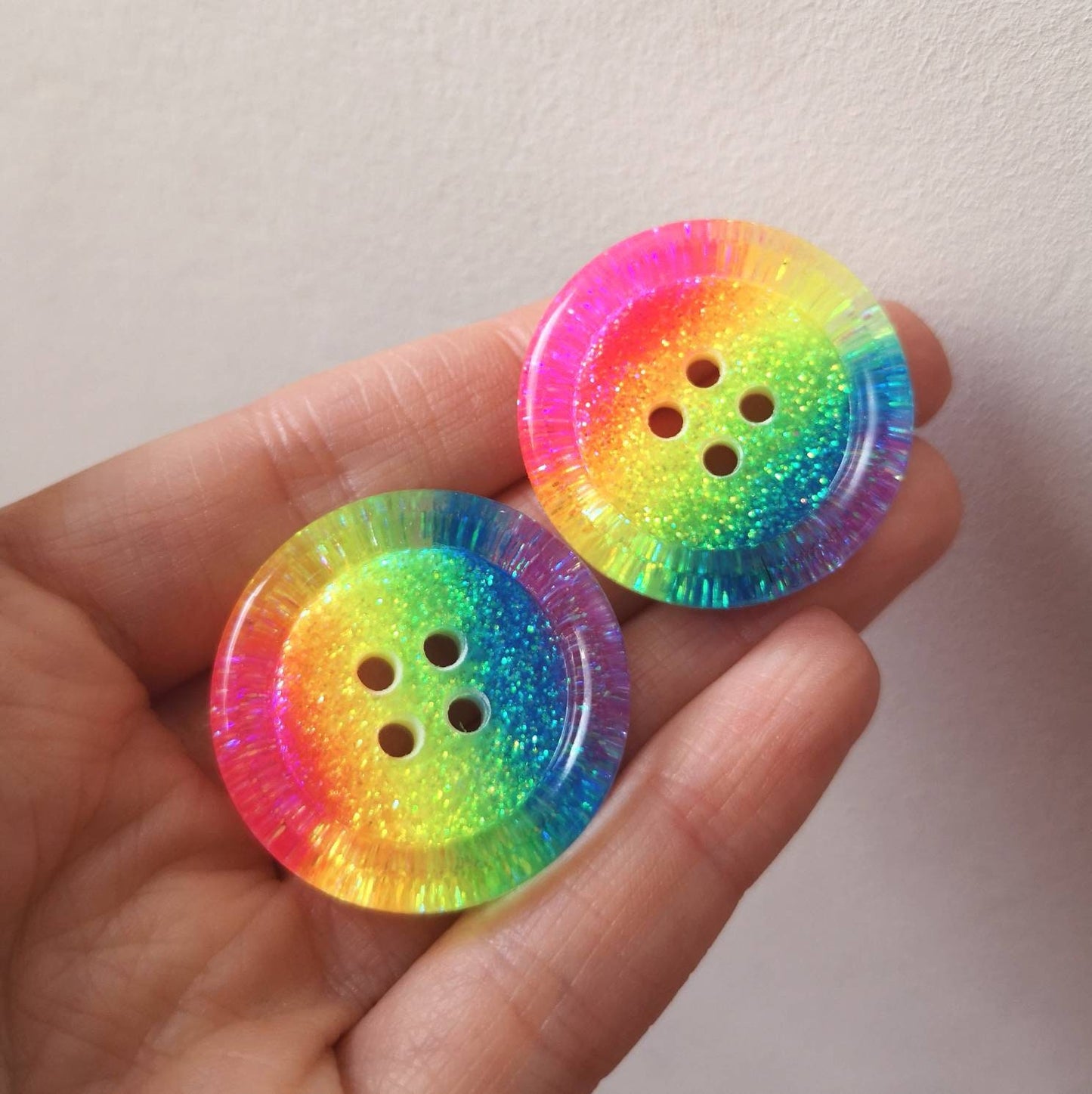 Neon Rainbow Stripe Button – Bold, Bright and Sparkly 🌈✨