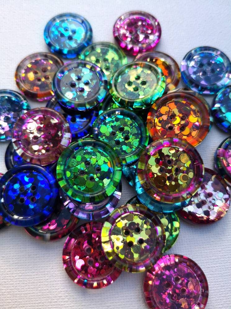 The One in a Vermilion Button Set – Jewel Tone Colour-Shifting Resin Buttons in Eleven Shades