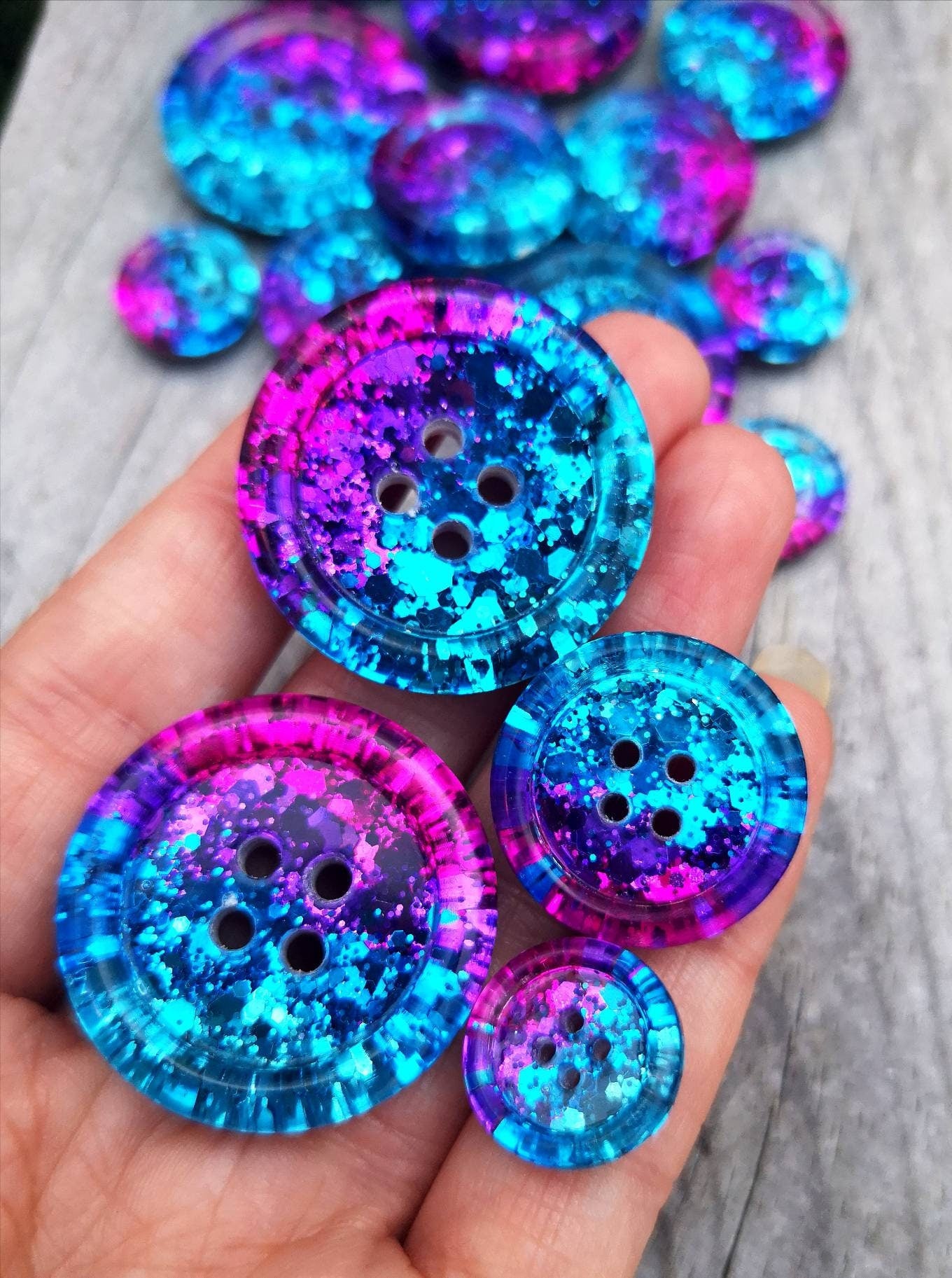 The Electric Dreams Button – Vibrant Metallic Resin Buttons in Bold Cosmic Shades