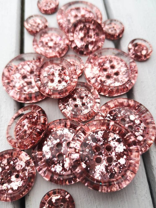 Rose Gold Luxe Buttons – Sparkling Metallic Resin glitter buttons