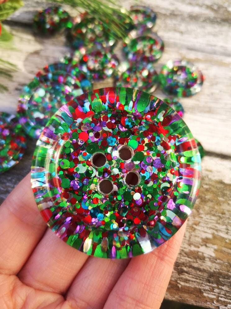 The The Nutcracker Button – Festive Resin Treasure in Red, Green, Gold, Turquoise and Grape Sparkle