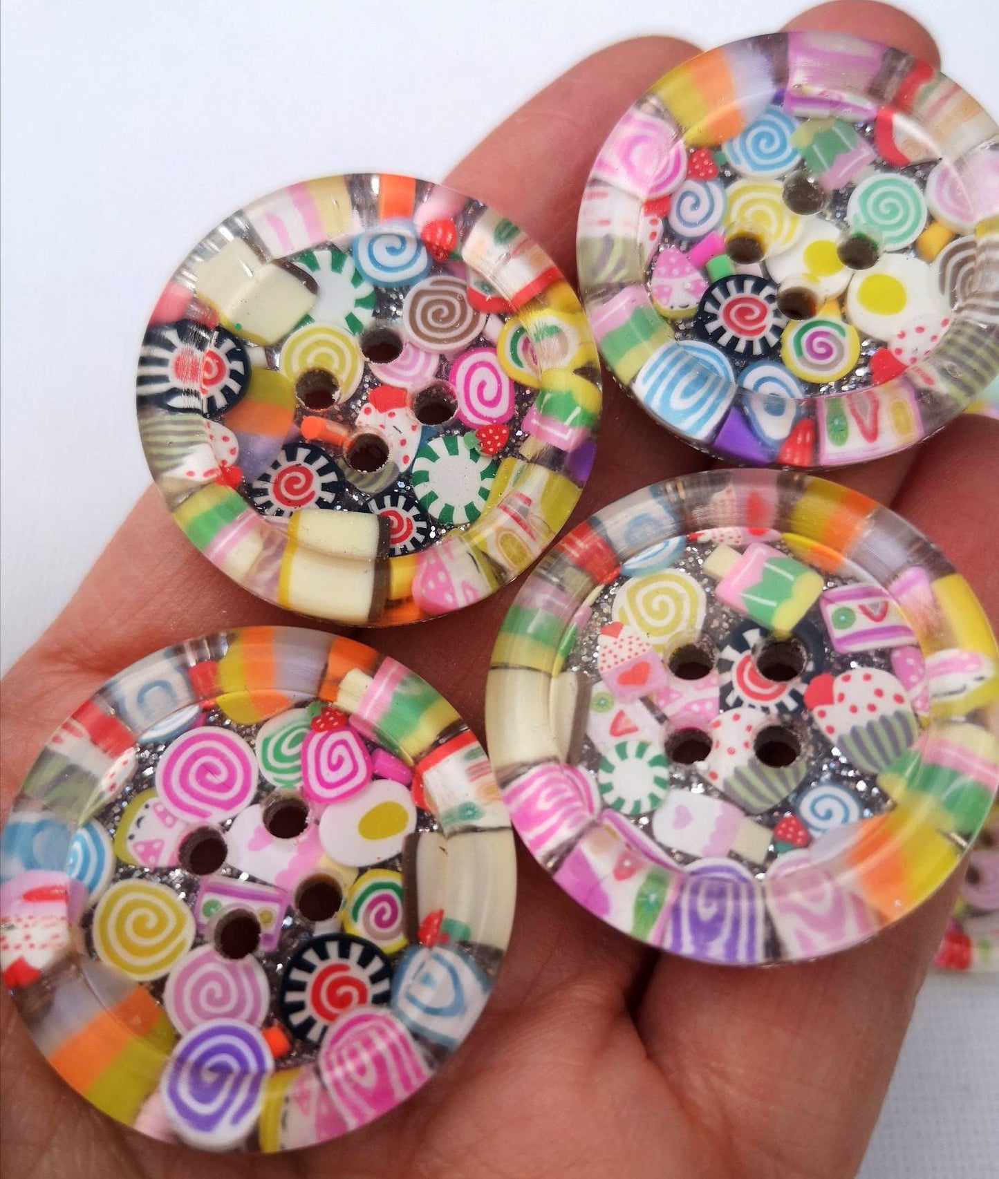The Yes You CANdy Button – Rainbow Kawaii Sweets, Cute Multi-Coloured Cake-Inspired Resin Button