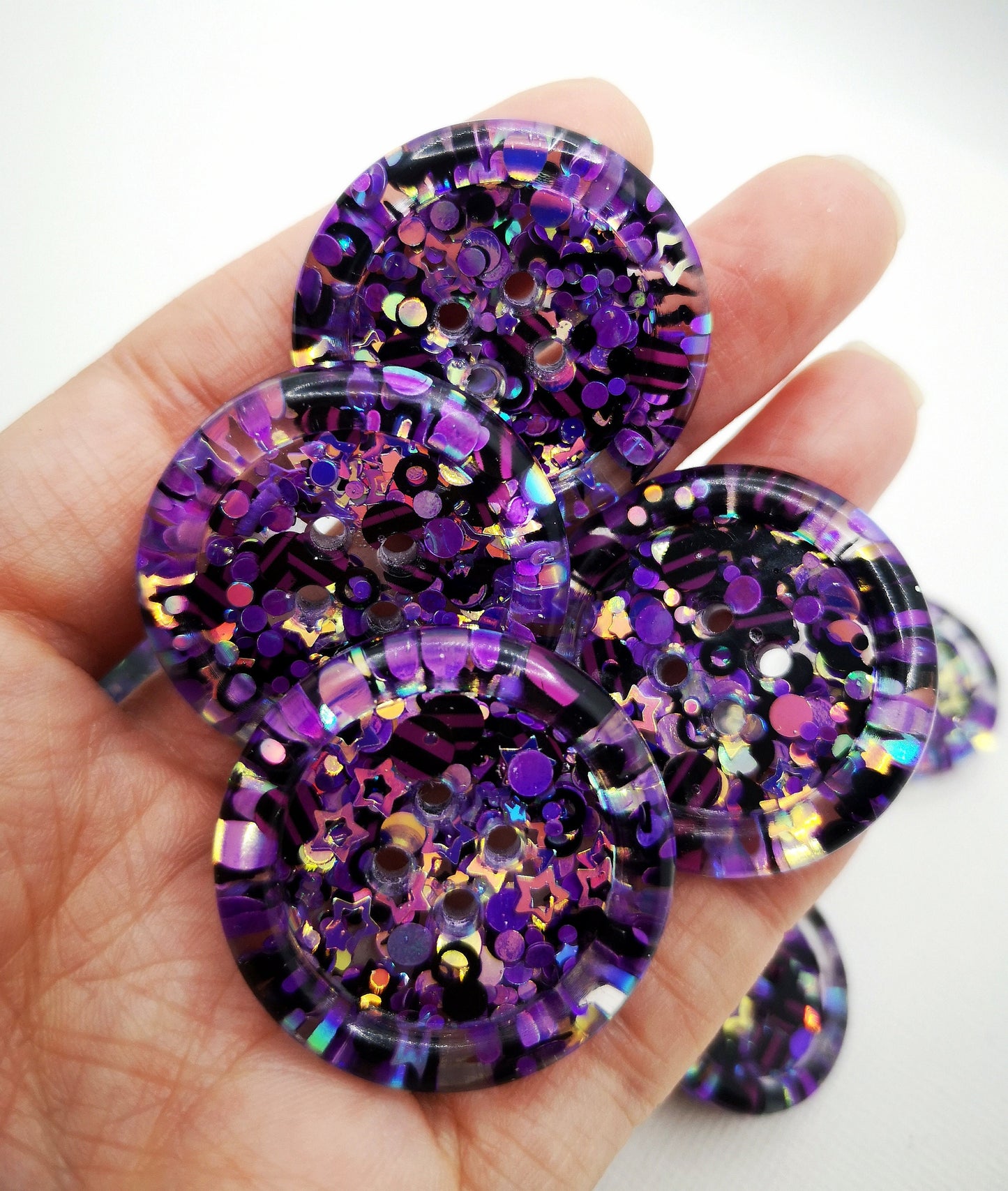 The Glamour Ghoul button - Purple - black - iridescent - goth emo witchy