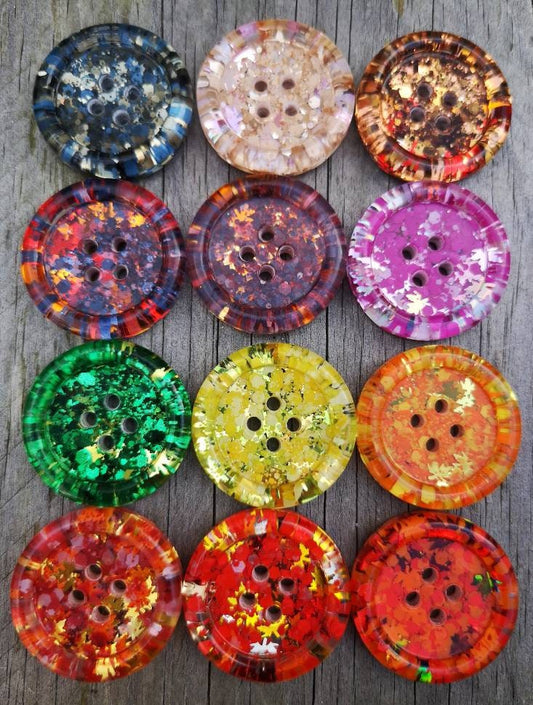 Autumn Spice Button Set – Leafy Resin Buttons in Cosy Warm Fall Shades