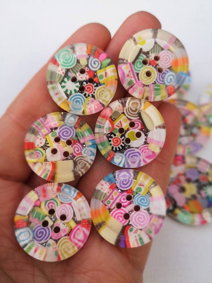 The Yes You CANdy Button – Rainbow Kawaii Sweets, Cute Multi-Coloured Cake-Inspired Resin Button