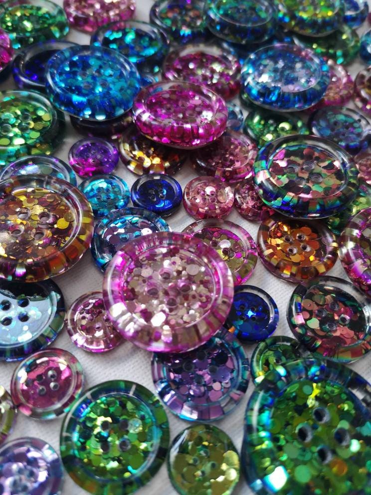 The One in a Vermilion Button Set – Jewel Tone Colour-Shifting Resin Buttons in Eleven Shades