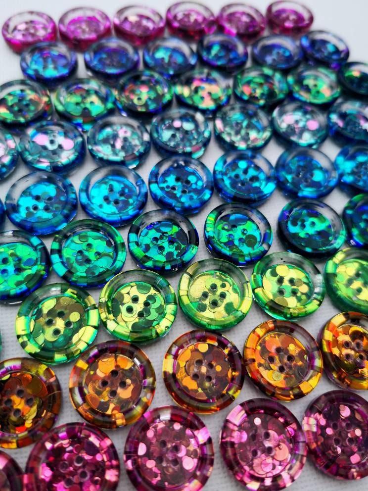 The One in a Vermilion Button Set – Jewel Tone Colour-Shifting Resin Buttons in Eleven Shades